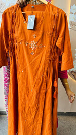 Hot selling in rust colour paired with Kalamkari dupatta