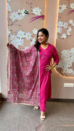 Hot selling in pink colour paired with Kalamkari dupatta