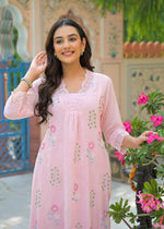 Mul cotton embroidered full kurta pant