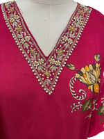 Beautiful designer back Russian silk Kalamkari suit