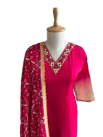 Pretty ombré silk suit paired with Patola dupatta