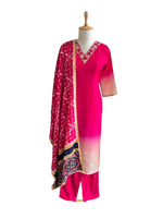 Pretty ombré silk suit paired with Patola dupatta
