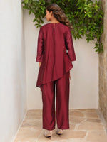 Pretty viscose Chanderi silk embroidered coord