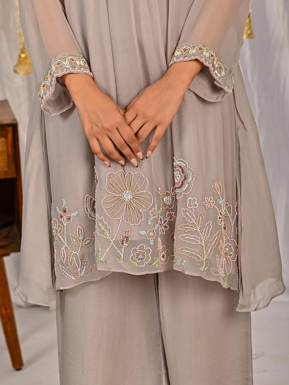 Smart pure organza embellishments palazzo set