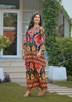 Pretty V neck fringes silk co ord set