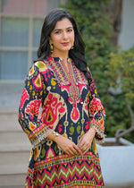 Pretty V neck fringes silk co ord set