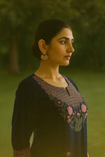 Wow embroidered pure cotton suit set in blue