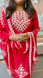 Pure crepe lining real mirror red suit set (true to size)