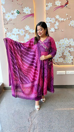 Pure cotton Angrakha pattern Zari embroidered full suit set