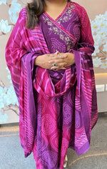 Pure cotton Angrakha pattern Zari embroidered full suit set