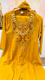 Pretty yellow embroidered full suit set