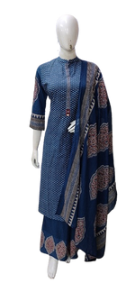 Hot selling pure cotton smart blue suit set