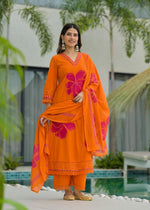 Wow appliqué work premium cotton suit set