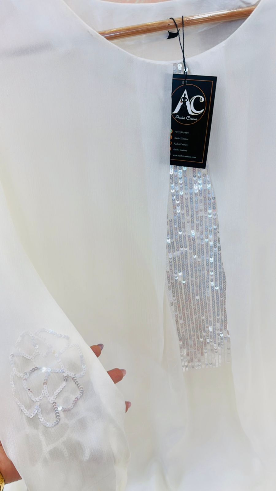 Designer hand work pure chinon co ord set