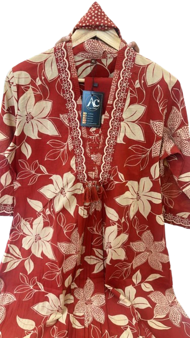 Pure cotton red suit set
