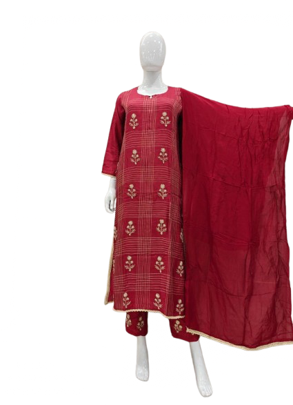 Russian silk githan work suit set