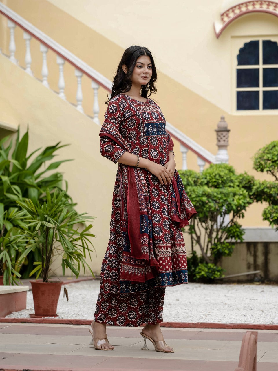 Pure cotton full suit set in red