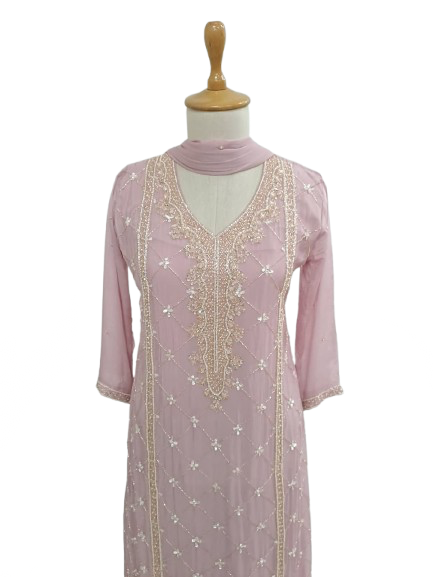 Heavy handwork georgette party wear suit set