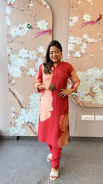 Pure Mul silk digital printed kurta pant in red