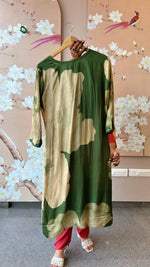 Pure Mul silk digital printed kurta pant in green