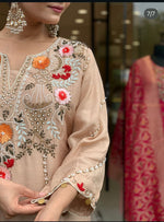 Wow dola silk hand work suit set in cream