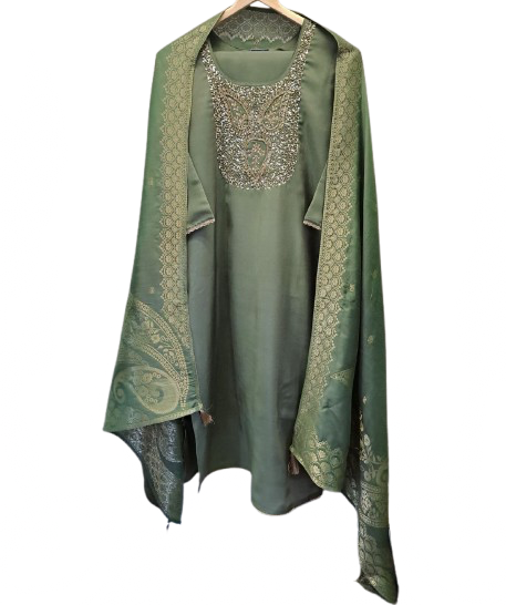 Pretty tissue with Banarasi dupatta and heavy handwork in green