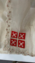 Premium tissue heavy handwork suit set in ivory