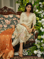 Beautiful tissue suit with heavy handwork and Banarasi dupatta