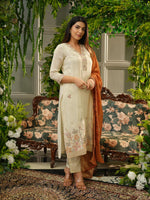 Beautiful tissue suit with heavy handwork and Banarasi dupatta