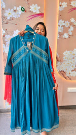 Mul cotton real mirror in blue lining suit set