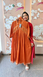 Mul cotton real mirror in rust lining suit set