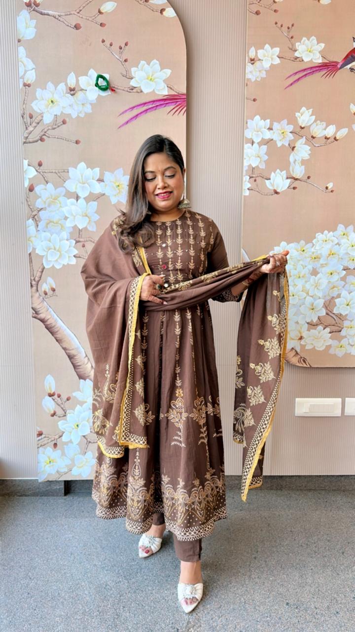 Pretty real cotton Anarkali suit set