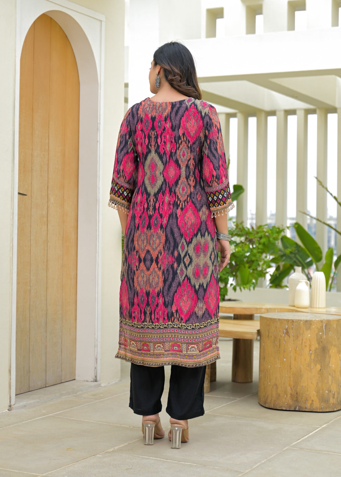 Designer pure crepe suit set