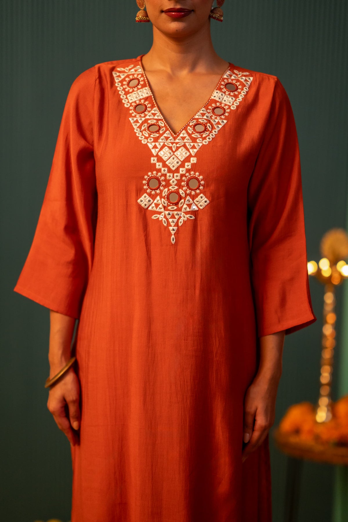 Pretty soft Chanderi lining real mirror suit set