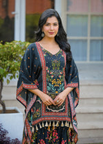 Pure crepe kaftan with sharara kurta pant