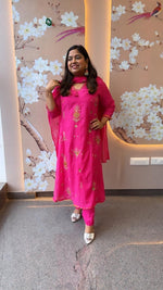 Pretty Mul Chanderi with gotta detailing and heavy hand work in pink