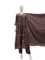 Mul cotton embroidered full suit set paired