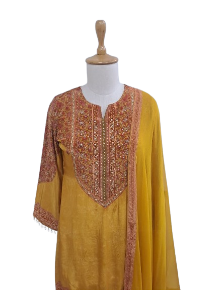 Restocked !!! Pure crepe with lining fully embellished suit set !! DIspatch Next Week