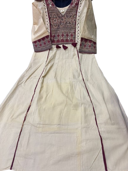 Pretty cotton ajrakh full suit set in ivory