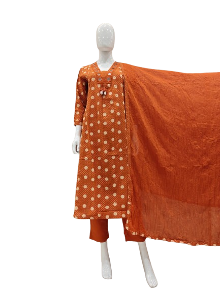Real mirror polka dot suit set in rust