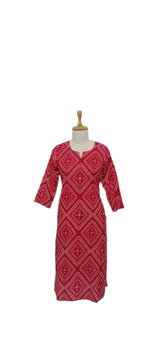 Bandhani cotton kurta in red