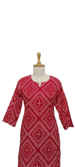 Bandhani cotton kurta in red