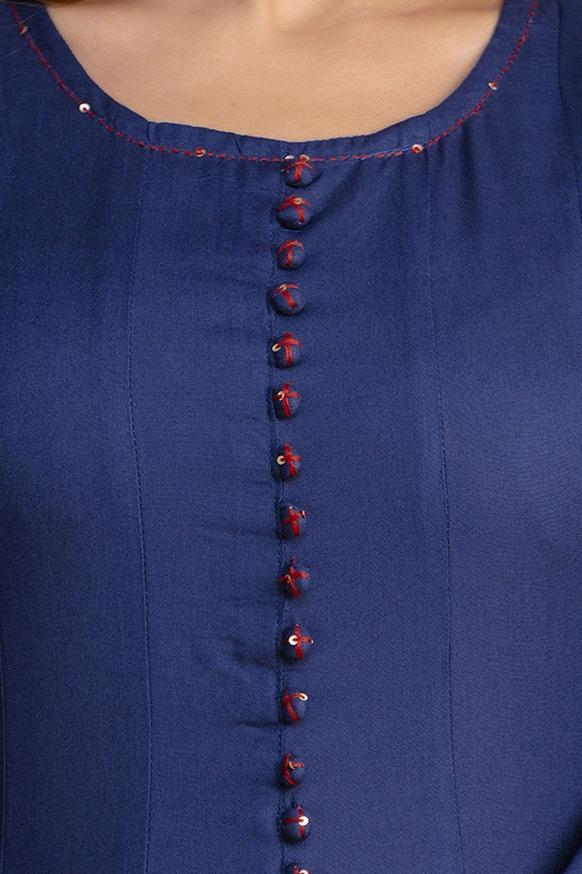 Blue heavy rayon Anarkali suit set