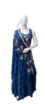 Premium chinon gown paired with handy work dupatta