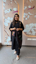Premium cotton with applique work in black