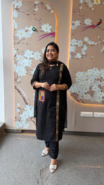 Premium cotton with applique work in black