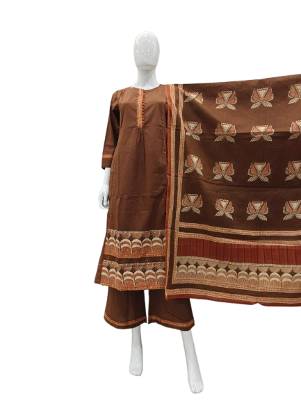 Gorgeous brown cotton full suit set
