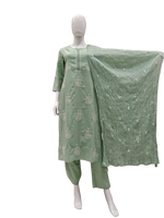 Pretty pretty cotton hand embroidery suit set in mint green