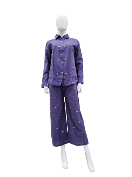 Smart embroidered cotton co ord