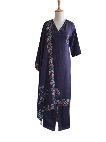 Gorgeous Kalamkari Russian silk full suit set